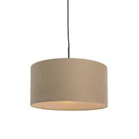 QAZQA Landelijke hanglamp zwart met beige kap 50cm - Combi