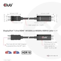 club3D CAC-1087 DisplayPort-kabel DisplayPort / HDMI Aansluitkabel DisplayPort-stekker, HDMI-A-stekker 3.00 m Zwart - thumbnail