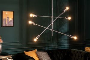 Elegante hanglamp VARIATION 128cm zilver met zes draaibare lampjes - 40774