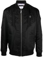 Philipp Plein veste bomber en satin à logo brodé - Noir - thumbnail