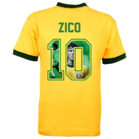 Brazilie retro voetbalshirt WK 1982 + Zico 10 (Photo Style)