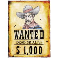 Cowboy/western decoratie bord Wanted Dead or Alive   - - thumbnail