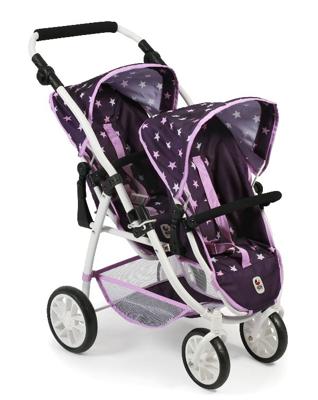 Tweeling Poppenwagen Vario - Stars Lila