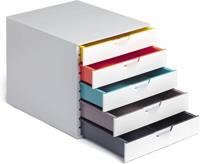 Durable 762527 Ladebox A4 (Varicolor Mix) 5 compartimenten, met etiketten voor het etiketteren, veelkleurig, met een etiket voor de etikettering