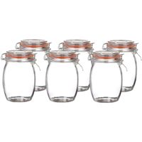 Weckpot/inmaakpot - 6x - 1.3L - glas - met beugelsluiting - D13 x H22 cm - thumbnail