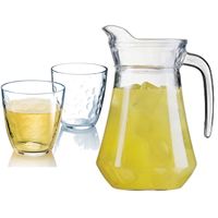 Luminarc schenkkan/waterkan van glas 1.6 liter met 6x waterglazen van 250 ml