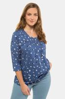 Ulla Popken Shirt, hals met bies, 3/4 mouwen, biokatoen - Grote Maten