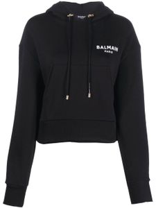 Balmain hoodie à lien de resserrage - Noir