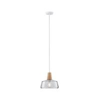 Paulmann 79744 Neordic Yva hanglamp max. 1x20W hanglamp voor E27 lampen plafondlamp helder/hout 230V glas/hout zonder lampen, Hout, Helder
