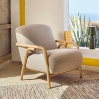 Kave Home Fauteuil Sylo Essenhout en stof - thumbnail