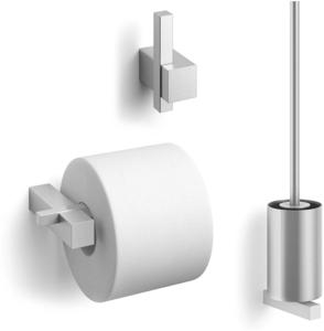 ZACK Carvo Toilet accesoires set 3-in-1 rond geborsteld RVS