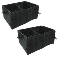 Set van 2x stuks auto kofferbak organizers tas zwart opvouwbaar 52 x 38 x 26 cm - thumbnail