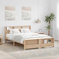 vidaXL Platform Bedframe Natuurlijk 140 x 200 cm Bruin Massief Grenenhout Ruimtebesparend Modern Design Duurzaam Eenvoudige Montage Gladde Afwerking Voor Binnen Gebruik Strakke Lijnen Matras Niet Inbe