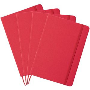 Set van 4x stuks luxe schriftjes/notitieboekjes rood met elastiek A5 formaat