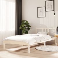 Bedframe massief hout wit 90x200 cm