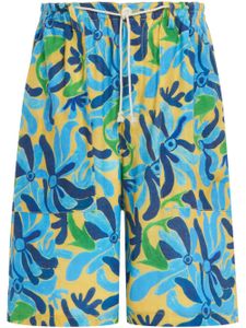 Marni short sarouel à imprimé graphique - Bleu