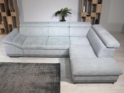 Converteerbare hoekbank ZIDAN hoek met longchair rechts stof platina grijs