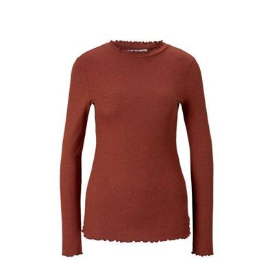 Tom Tailor Denim gemêleerde ribgebreide longsleeve donkerrood