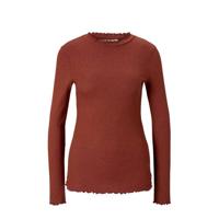 Tom Tailor Denim gemêleerde ribgebreide longsleeve donkerrood
