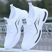 Voor heren Sneakers Vrijetijdsschoenen voor heren Sportieve look Flyknit schoenen Witte schoenen Sportief Casual Buiten Dagelijks Vliegende weven Ademend Comfortabel Anti-slip Veters Zwart Wit Zomer Lightinthebox