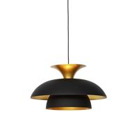QAZQA - Moderne ronde Hanglamp | Eettafel | Eetkamer zwart met goud 3-laags - Titus | Woonkamer | Slaapkamer | Keuken - Aluminium Rond - E27 Geschikt voor LED - Max. 1 x 60 Watt