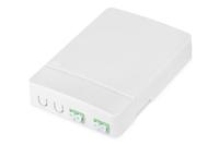 DIGITUS FTTH-behuizing - 2x LC/APC Duplex Koppeling - Singlemode glasvezel - Geïntegreerde glasvezel splitcassette - Beschermingsklasse IP45 - Wandmontage - Wit