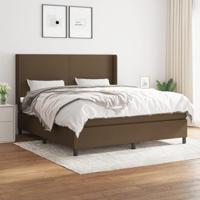 vidaXL Boxspring met matras stof donkerbruin 160x200 cm