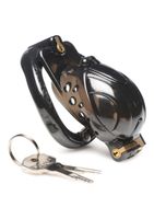 Double Lockdown Locking Customizable Chastity Cage - Black - thumbnail