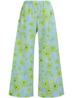 Marni pantalon ample à fleurs - Bleu