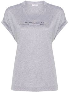 Brunello Cucinelli t-shirt en coton à logo imprimé - Gris