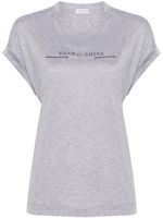 Brunello Cucinelli t-shirt en coton à logo imprimé - Gris