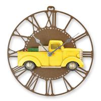 A METAL WALL CLOCK WITH PICK UP TRUCK - thumbnail