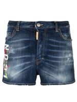 DSQUARED2 short en jean à effet taches de peinture - Bleu - thumbnail