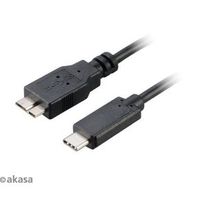 Akasa C/micro-B, 1m USB-kabel USB 3.2 Gen 2 (3.1 Gen 2) USB C Micro-USB B Zwart - thumbnail