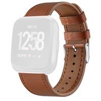 By Qubix - Compatible met Fitbit Versa 1/2 & Lite leren bandje - Bruin - Compatible fitbit bandje