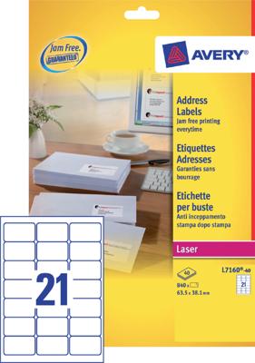 Etiket avery l7160-40 63.5 x 38.1 mm 840 st Etiket avery l7160-40 63.5 x 38.1 mm 840 st