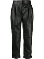 Moschino pantalon court en cuir à taille haute - Noir