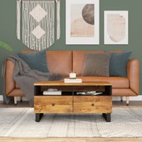 Salontafel 80x54x40 cm massief mangohout en bewerkt hout - thumbnail