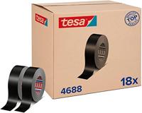 tesa Band 4688 Standaard textieltape in verpakking van 18 stuks - reparatieband van mesh voor indoor-toepassingen - waterbestendig - zwart - 18 rollen van elk 50 m x 50 mm
