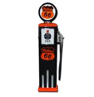 Phillips 66 8 Ball Elektrische Benzinepomp Met Voet - Oranje & Zwart - Reproductie