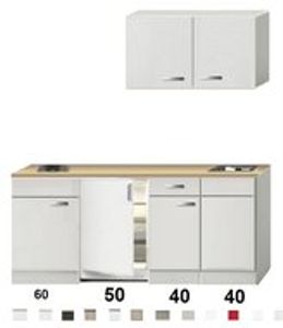 Kitchenette 190cm Wit Hoogglans incl. koelkast zonder afzuigkap HRF-4602