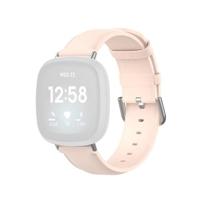 By Qubix - Compatible met Fitbit Versa 3/4 & Sense 1/2 leren bandje - Lichtroze - Compatible fitbit bandje