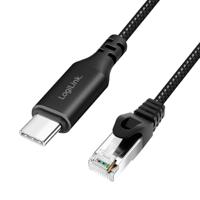 LogiLink CU0412 - actieve USB 3.2 (type-C) naar netwerk (RJ45) aansluitkabel - 1 Gbps, 2 m