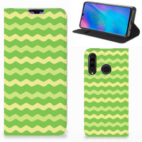 Huawei P30 Lite New Edition Hoesje met Magneet Waves Green - thumbnail