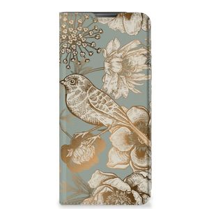 Smart Cover voor Motorola Moto E20 Vintage Bird Flowers