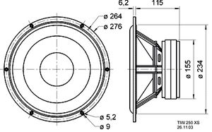 Visaton TIW 250 XS - 8 Ohm 10 inch 25.4 cm Woofer 200 W 8 Ω