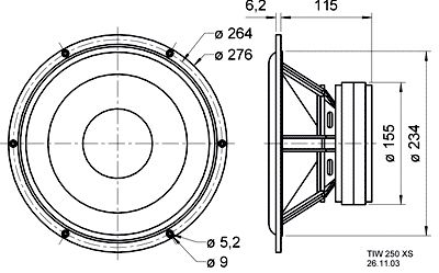 Visaton TIW 250 XS - 8 Ohm 10 inch 25.4 cm Woofer 200 W 8 Ω