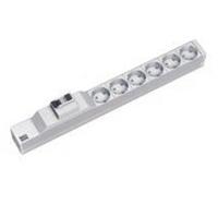 333.411  - 19 inch power strip, multiple socket 6-fold Schuko, 1U, 1x residual current circuit breaker, aluminum, 333.411