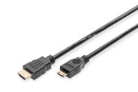 Digitus AK-330106-020-S HDMI-kabel HDMI Aansluitkabel HDMI-A-stekker, HDMI-mini-C-stekker 2.00 m Zwart Vergulde steekcontacten - thumbnail