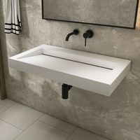 Saniclear Hoya solid surface wastafel 80x45,5cm zonder kraangat mat wit - thumbnail